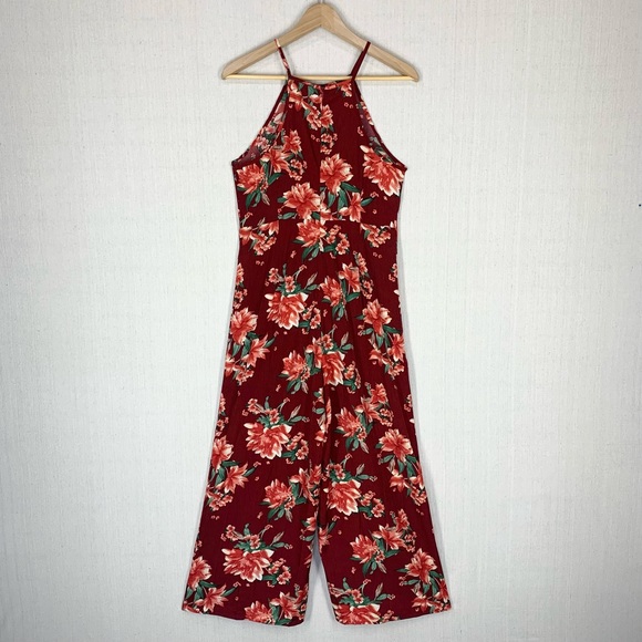Entro~Women’s Sleeveless Jumpsuit~Cropped Wide‎ Leg~Hawaiian/Tropical Print~Sz M - Picture 6 of 11